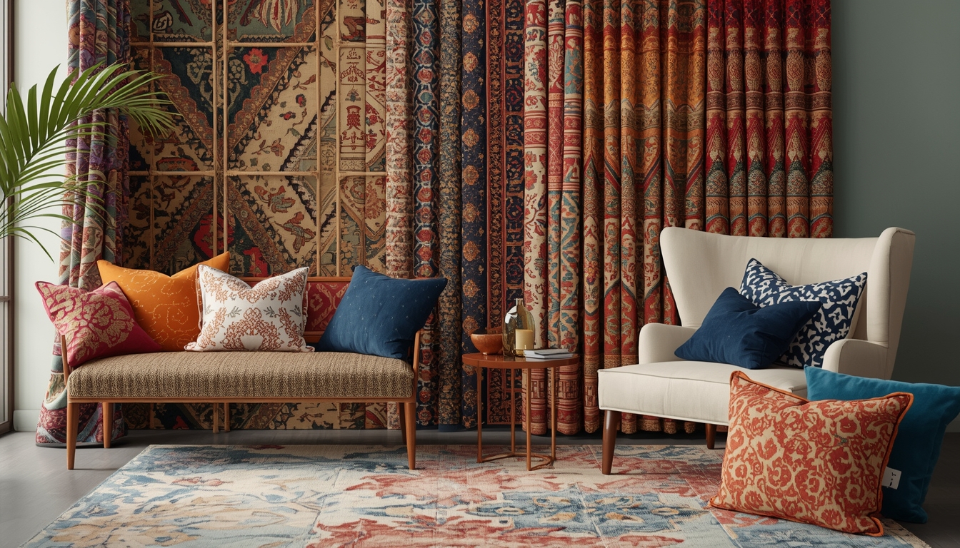 Sisustuskuva tekstiileillä